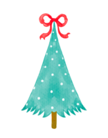 Hand drawn watercolor Christmas tree decorated png