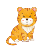 watercolor tiger cartoon character png