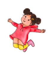 Watercolor illustration of cute little girl png