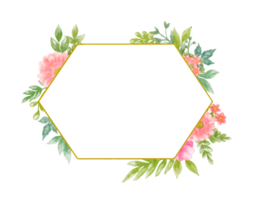 Watercolor floral wreath bouquet label badge png