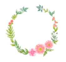 aquarelle floral couronne bouquet étiquette badge png