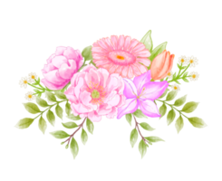 Watercolor floral wreath bouquet png