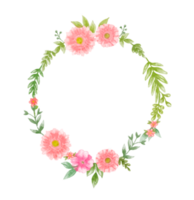 Watercolor floral wreath bouquet label badge png