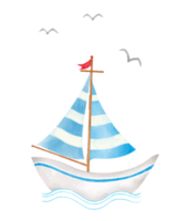 süß Segelboot Aquarell png