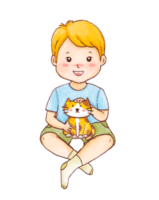 Watercolor illustration of cute little boy png