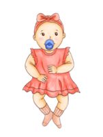 Watercolor illustration of cute baby girl png