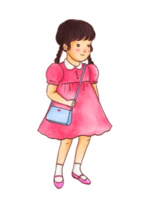 Watercolor illustration of cute little girl png