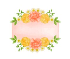 Watercolor floral wreath bouquet label badge png