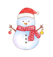 Hand drawn watercolor character of snowman png