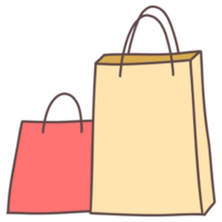 Shopping bags simple line drawing, pastel color png