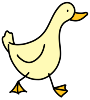 Jaune canard dessin animé personnage, en marchant à le droite png