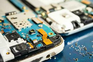 Repairing and upgrade mobile phone, electronic, computer hardware and technology concept. photo