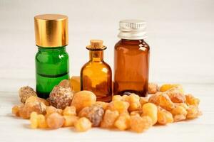 Frankincense or olibanum aromatic resin and soap for used in incense and perfumes. photo