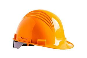 Orange construction helmet isolated on white background with clipping path, engineer safety concept. photo