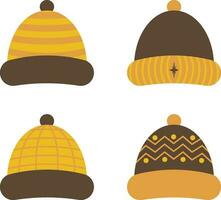 Winter Hat. Vector knitting hats, hats for cold weather isolated on a white background