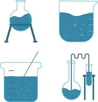 Science Laboratory Equipment. Test tube, microscope, atom and molecule symbol. Vector illustration