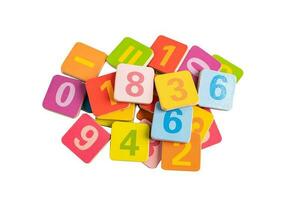 Math number colorful on white background, education study mathematics learning teach concept. photo