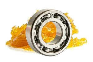 Ball bearing stainless with grease lithium machinery lubrication for automotive and industrial isolated on white background. photo