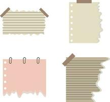 Torn Paper Note shapes torn scraps, fragments, wads isolated on white background. Vector illustration.