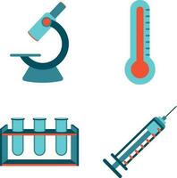 Science Laboratory Equipment. Test tube, microscope, atom and molecule symbol.Vector illustration vector