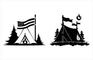 Camp Flag Flat Vector illustration, Camp Flag Vector silhouette