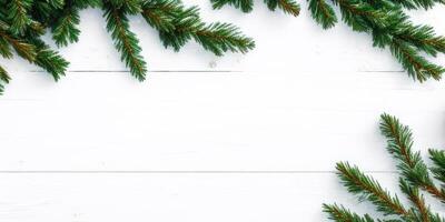 Christmas tree branches and ornaments isolated on white background,Generative AI. photo