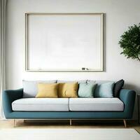Mockup frame home sofa with blank frame for mockup interior modern,Generative AI. photo