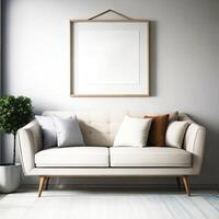 Mockup frame home sofa with blank frame for mockup interior modern,. photo