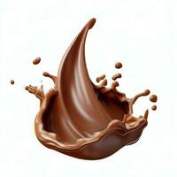 Chocolate fluid splash crown flow with bubbles and drops isolated on white background. Generative AI photo