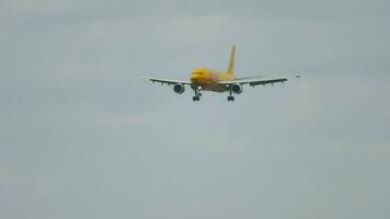 AMSTERDAM, THE NETHERLANDS JULY 27, 2017 - DHL Airbus 310 D AEAN braking after landing on runway 18R Polderbaan. Shiphol Airport, Amsterdam, Holland video