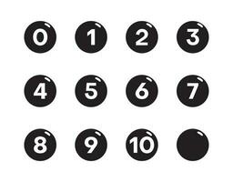 Glossy number icon set circle separate use isolated vector illustration.