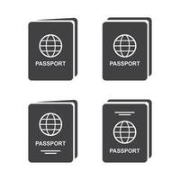 Set of passport icon, identification, citizenship document identity isolated vector illustration.