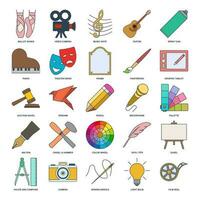 Art icon set, Design and drawing symbols collection, logo illustrations, art and entertainment signs pictograms package isolated vector illustration