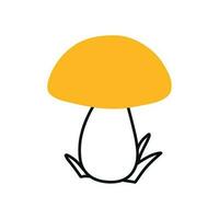 Mushroom in doodle style. Vector illustration. Linear boletus. Autumn mushrooms.