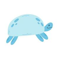 Cute turtle in flat style. Children's hand drawn turtle. Vector illustration.