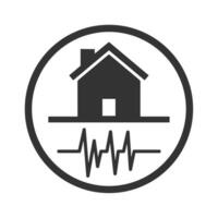 Vector illustration of earthquake icon in dark color and white background