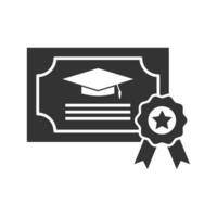 Vector illustration of graduation certificate  icon in dark color and white background