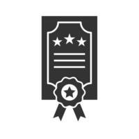 Vector illustration of 3 star certificate icon in dark color and white background