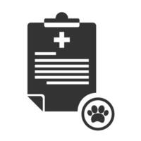 Vector illustration of animal documents icon in dark color and white background