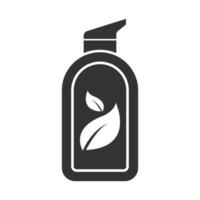 Vector illustration of natural liquid soap icon in dark color and white background