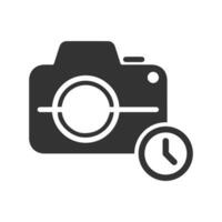 Vector illustration of camera timer icon in dark color and white background