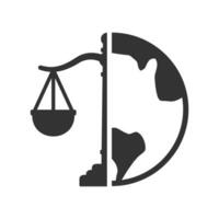 Vector illustration of international law icon in dark color and white background