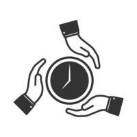 Vector illustration of team time icon in dark color and white background