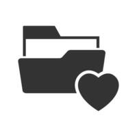 Vector illustration of love folder icon in dark color and white background