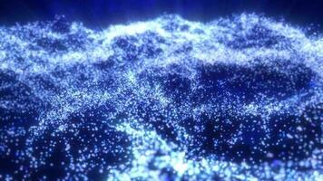 Blue waves from energy particles magical glowing high tech futuristic light dots abstract background video