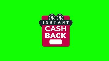 Instant cashback offer banner on green screen background video