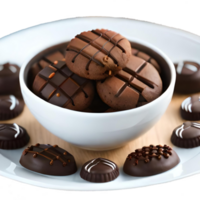 Chocolat biscuits dans une magnifique bol génératif avec ai png