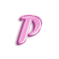 brillant ballon alphabet lettre p dans rose couleur. 3d le rendu réaliste métallique chaud air ballon, prêt à utilisation pour votre anniversaire fête et faire la fête, isolé avec transparent Contexte png