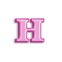 Brilliant balloon alphabet letter H in pink color. 3d rendering realistic metallic hot air balloon, ready to use for your birthday celebration and party, isolated with transparent background png