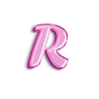 Brilliant balloon alphabet letter R in pink color. 3d rendering realistic metallic hot air balloon, ready to use for your birthday celebration and party, isolated with transparent background png